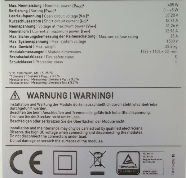 PV-Modul YPM-405W PV-Modul YPM-405W PV-Modul YPM-405W 10